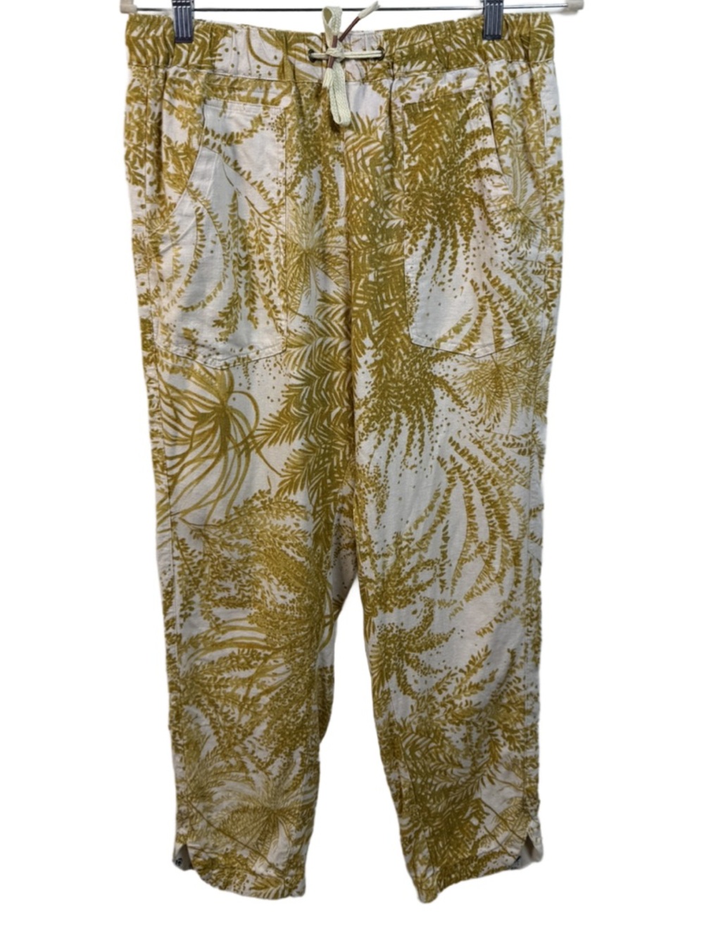 Pilcro The Cottage olive & White Tropical Print Linen Drawstring Joggers